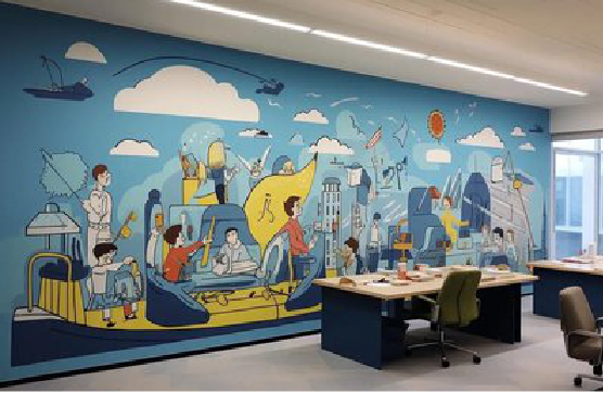 河池办公室墙绘的特点。